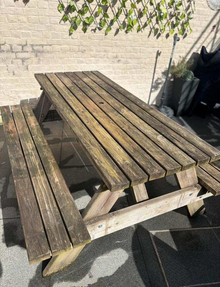 Picknick tafel, Tuin en Terras, Picknicktafels, Gebruikt, Rechthoekig, Hout, Ophalen