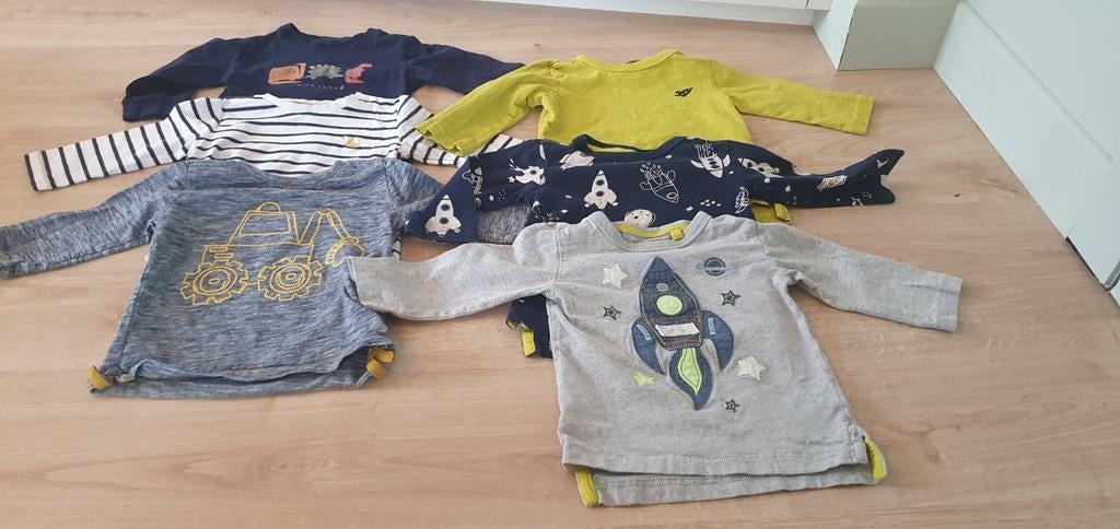 6 stuks T-shirt lange mouwen, next, 9-12 maand, 80, Ophalen
