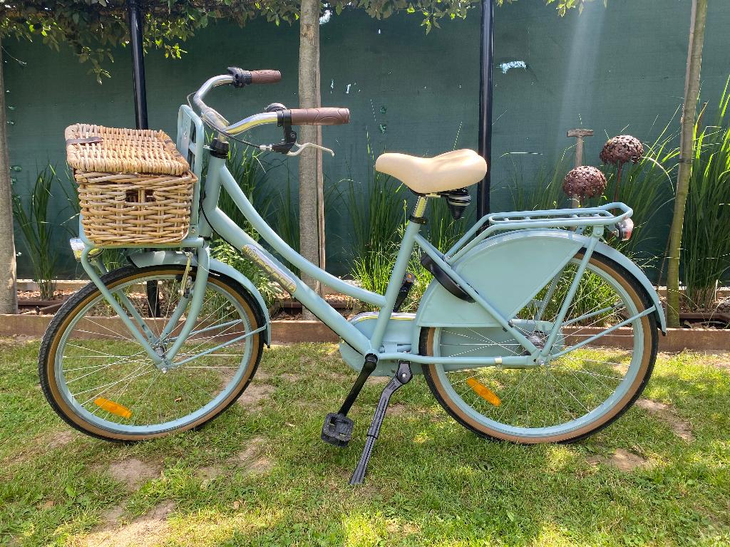 Meisjesfiets mint - Popal met rieten mandje, 24 pouces, Frein à rétropédalage, Enlèvement, Popal