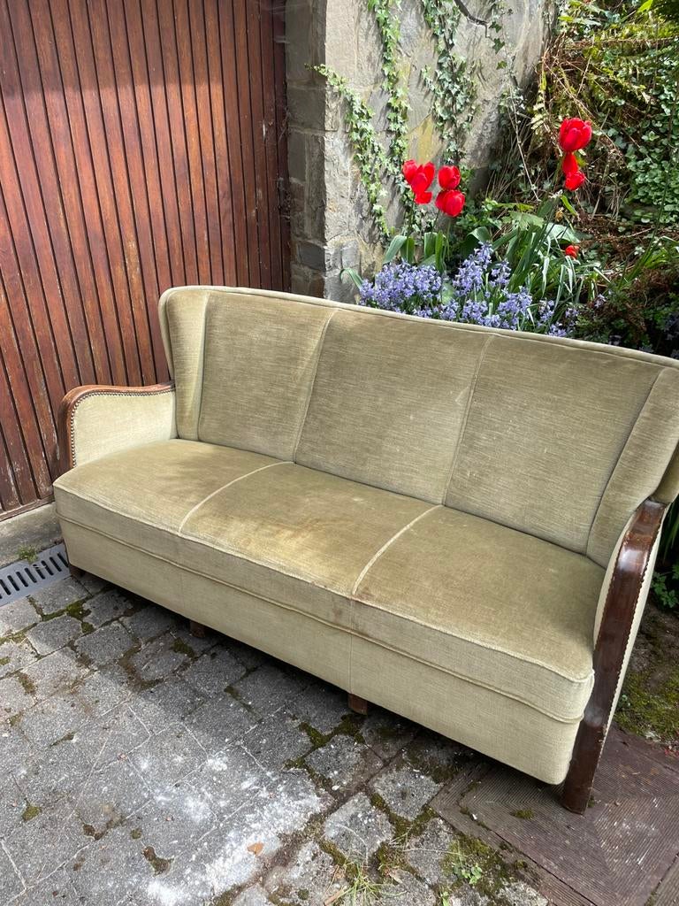 Fauteul retro vintage en velours trois places, Enlèvement