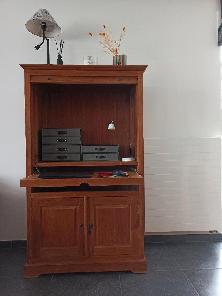 Bureau in massieve teak, Huis en Inrichting, Kasten | Secretaires, Gebruikt, Ophalen