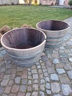 Eikenhouten bloembak v 400l wijnton 81cm x 53cm hoogte! TOP, Ophalen