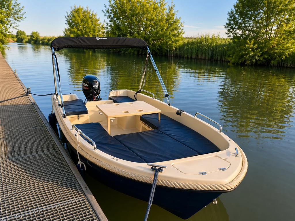 Polyester boot met Mercury 20PK motor + trailer, Watersport en Boten, Ophalen, 10 tot 30 pk, Zo goed als nieuw, 3 tot 6 meter