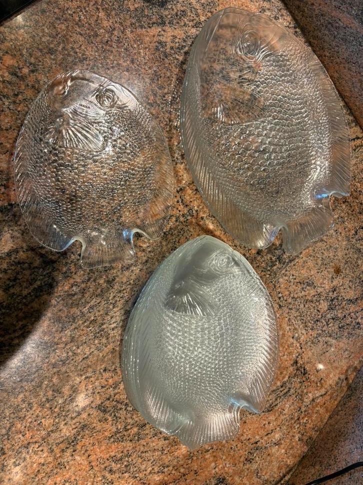 Assiettes à poisson en verre vintage, Antiquités & Art, Antiquités | Services (vaisselle) complet, Enlèvement