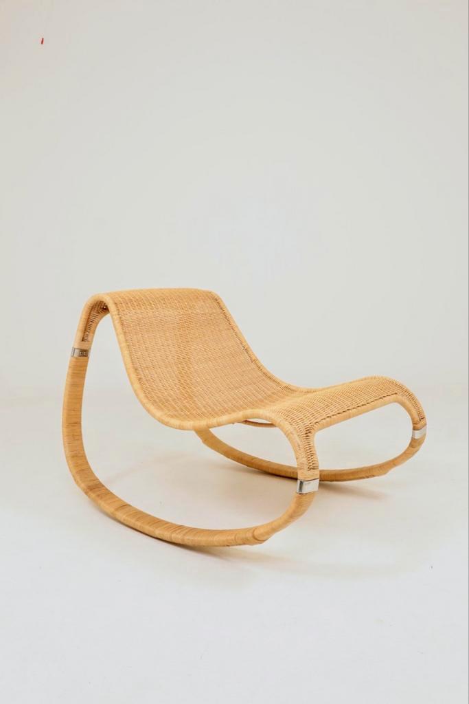 Vintage rattan rocking chair mid century modern design, Antiquités & Art, Antiquités | Meubles | Chaises & Canapés