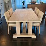 Eiken landelijk eettafel + stoelen, Comme neuf, Landelijk, Enlèvement, Chêne