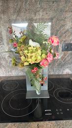 Mooie glazen vaas met mooie bloemen., Huis en Inrichting, Ophalen, Gebruikt