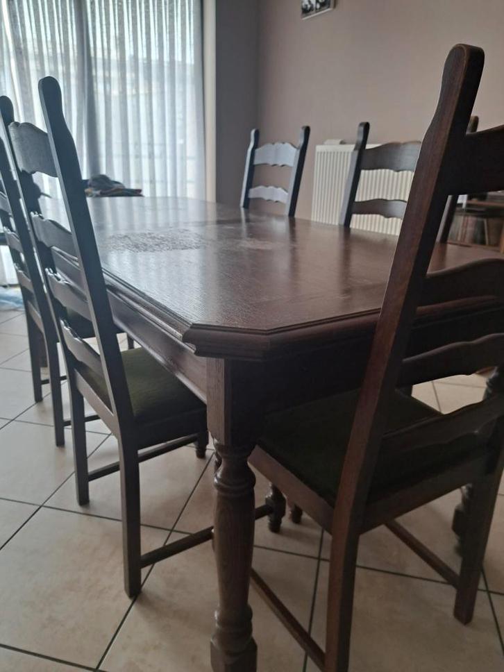 Gratis: Eettafel + 5 stoelen, Huis en Inrichting, Tafels | Eettafels, Gebruikt, 50 tot 100 cm, 200 cm of meer, Vijf personen of meer