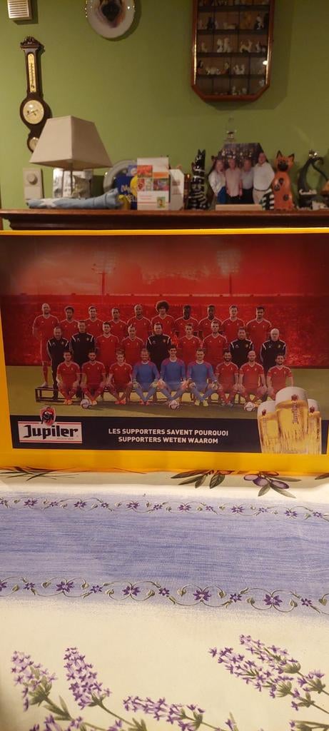 Jupiler opbergkrat met foto,s rode duivels op, Collections, Marques de bière, Enlèvement ou Envoi, Jupiler