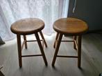 Deux Tabourets vintage en bois massif, Maison & Meubles, Enlèvement, Utilisé, Bois