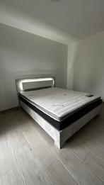 Lit complet, Gris, Comme neuf, Enlèvement, 200 cm