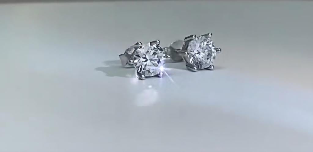 Moissanite oorbellen, Bijoux, Sacs & Beauté, Boucles d'oreilles, Avec pierre précieuse, Argent, Argent, Envoi