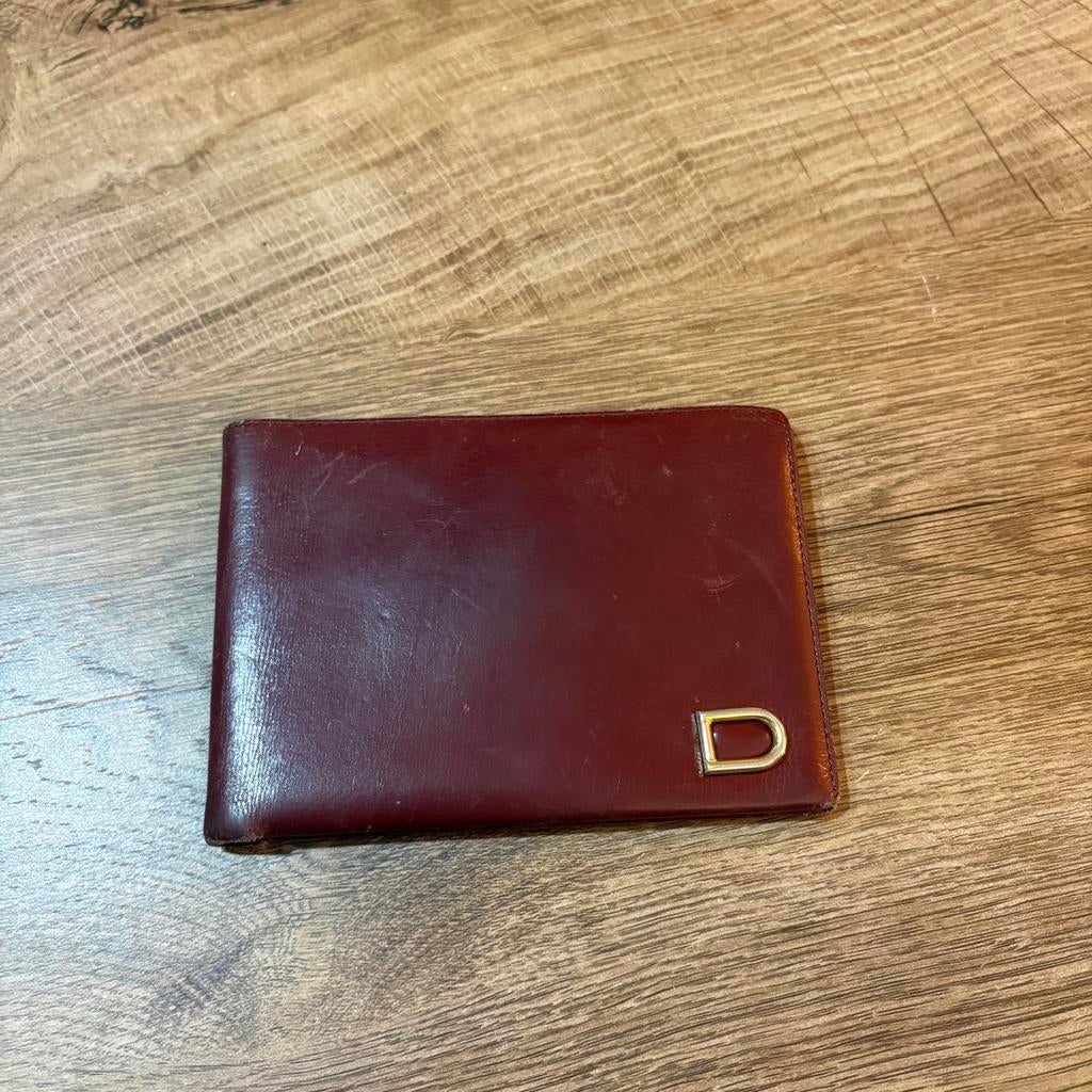 Vintage Delvaux portomonnee, Gebruikt, Leder, Rood, Ophalen