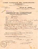 lettre 1928 Union Nationale des Combattants 1914/18 Limoges, Enlèvement ou Envoi