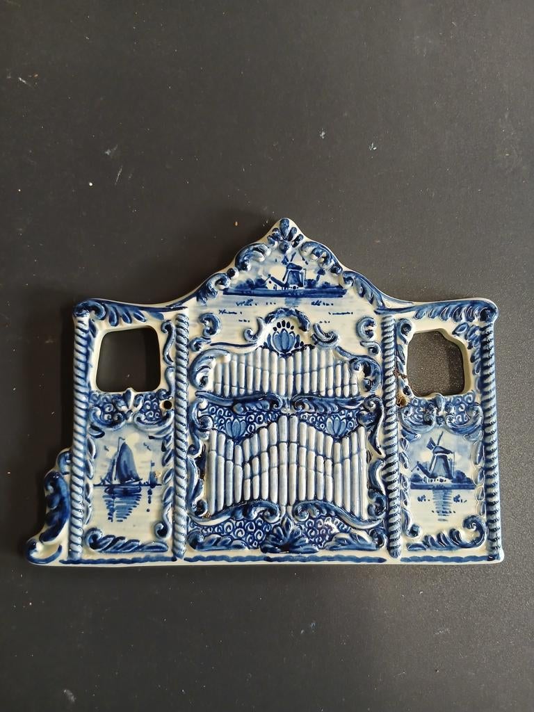 Muziekdoosje, draaiorgel delfts blauw wanddecoratie, Ophalen of Verzenden