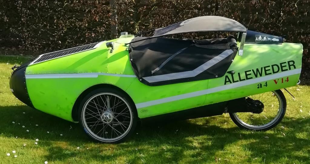 Velomobiel groene Alleweder A4 V14 / breed 80cm/lengte 255cm, Vélos & Vélomoteurs, Vélos | Vélos couchés, Utilisé, Autres marques