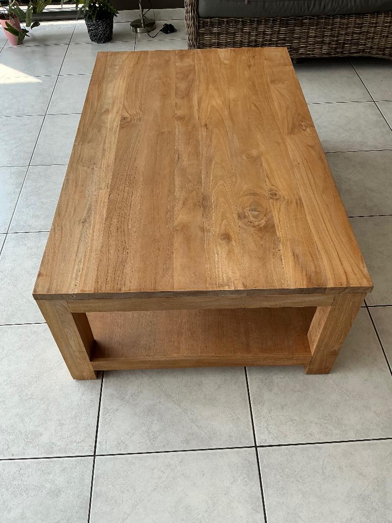 4 teak salon- of bijzettafels, Ophalen, Gebruikt, Rechthoekig, Hout