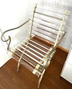 Design stoel in acrylaat/plexiglas - met messing onderstel., Huis en Inrichting, Ophalen, Overige kleuren, Vintage modern, Zo goed als nieuw