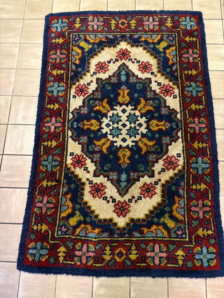 Vintage Wollen Tapijt - Kleurrijk Patroon - 170x110 cm, Gebruikt, 100 tot 150 cm, Ophalen of Verzenden, 150 tot 200 cm