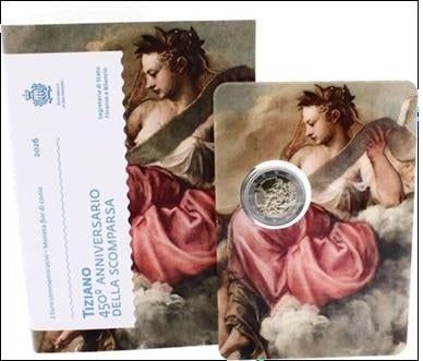 San Marino 2026 - Tiziano - 2 euro - Blister, Postzegels en Munten, Munten | Europa | Euromunten, Ophalen of Verzenden, San Marino