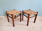 Paire de tabourets Mid-century en bois et corde, Enlèvement ou Envoi