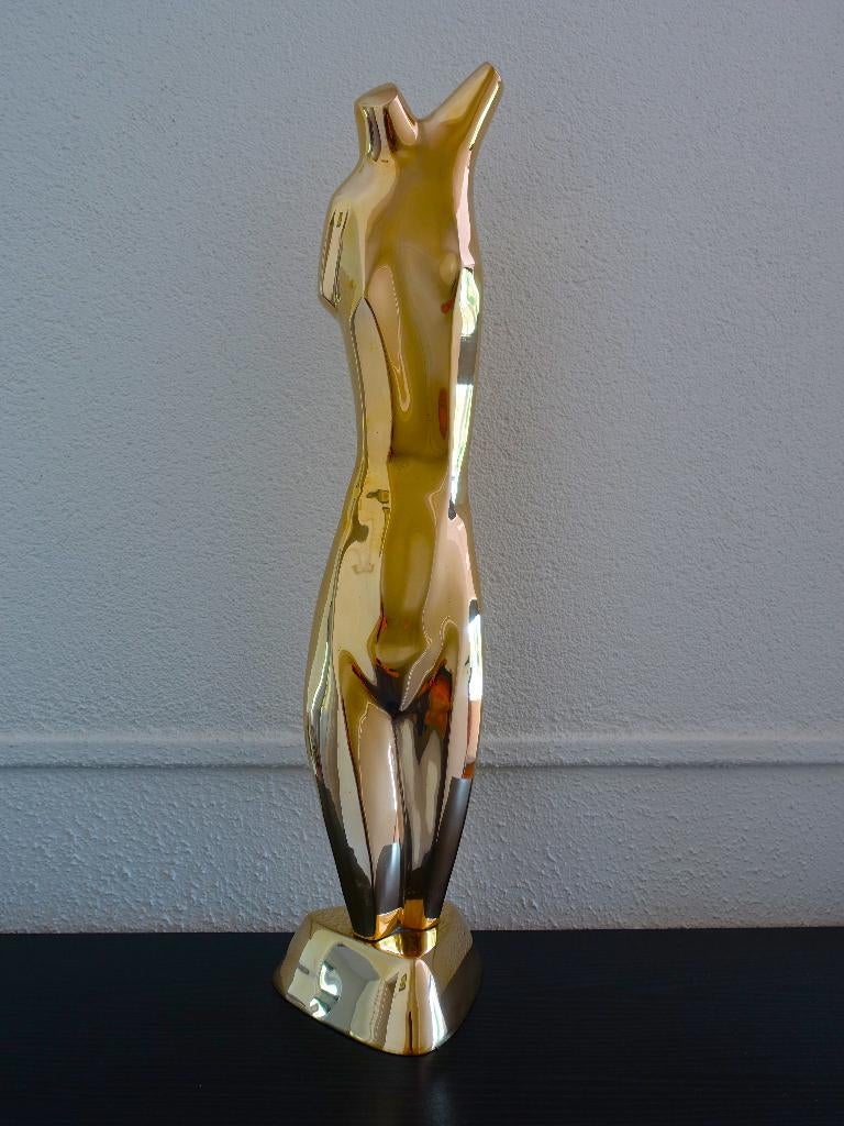 Fraai naakt in gepolijst messing naar Emiel de Block, Beeld, Goud, Modern, 50 - 100 cm