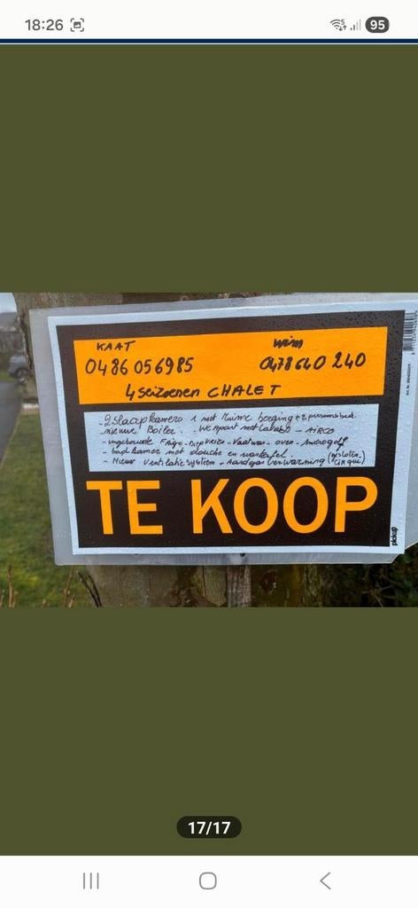 Chalet te koop klein strand jabbeke 8 km van brugge, Immo, Chalet, 2 slaapkamers, Brugge