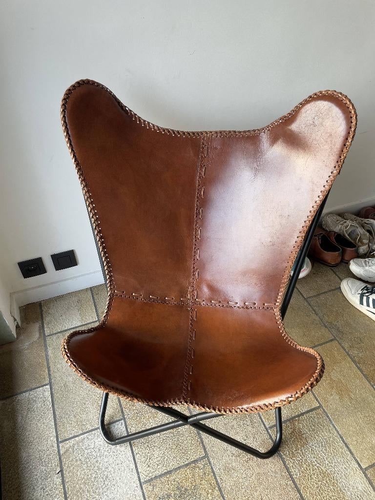 Chaise Butterfly - Cuir, Enlèvement ou Envoi, Comme neuf, Cuir
