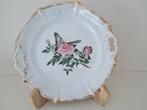 plat à tartes porcelain ancienne papillon et roses, Enlèvement ou Envoi