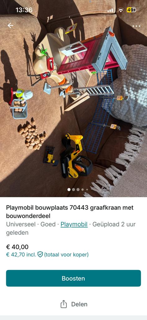 Playmobil bouwplaats stijger en betonmolen, Ophalen