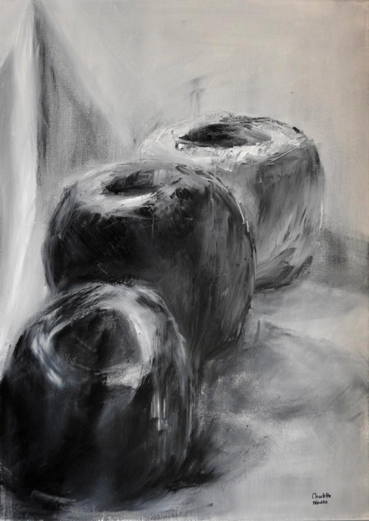 Schilderij peinture painting ‘Old pottery’ 70x50, Antiek en Kunst, Kunst | Schilderijen | Modern, Ophalen