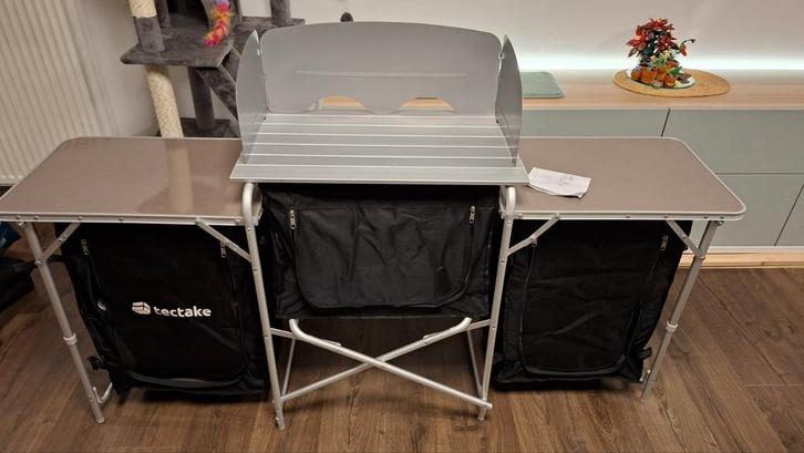 Campingkeuken tectake 172 x 52 x 104 cm, Caravans en Kamperen, Kampeermeubelen, Zo goed als nieuw, Campingkast, Ophalen