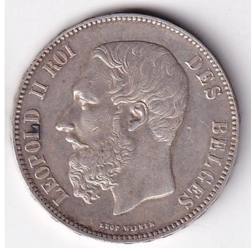 België, 5 Francs, 1875, zilver, Postzegels en Munten, Munten | België, Losse munt, Zilver, Zilver, Verzenden