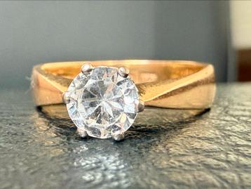 18K gouden solitaire ring 1 natuurlijke diamant van 0.58ct! beschikbaar voor biedingen