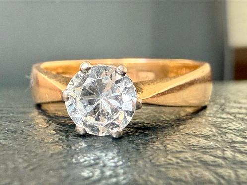 18K gouden solitaire ring 1 natuurlijke diamant van 0.58ct!, Handtassen en Accessoires, Ringen, Dame, 17 tot 18, Geel, Goud, Met edelsteen