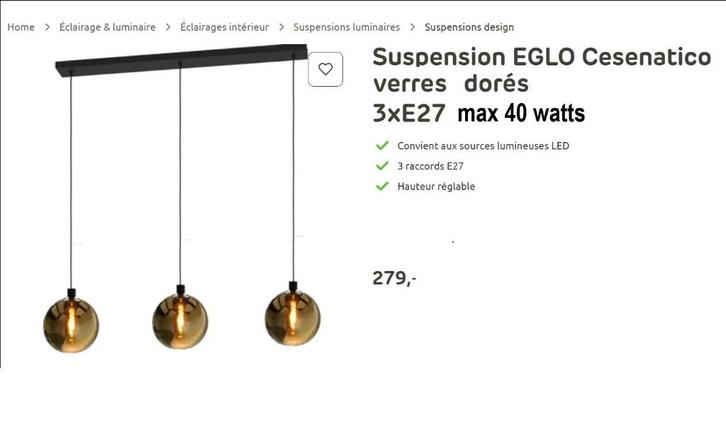Lustre Eglo Cesenatico pratiquement neuf, Maison & Meubles, Lampes | Lampadaires, Comme neuf, Moins de 100 cm, Verre, Métal, Enlèvement