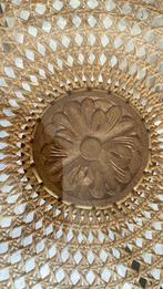 Boho salontafel  Chippendale midcentury met rietvlechtwerk, 50 tot 100 cm, Glas, Ophalen of Verzenden, 50 tot 75 cm