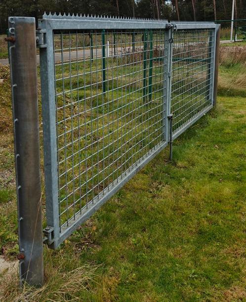 Gegalvaniseerde dubbele poort (4 m doorgang), Tuin en Terras, Tuinhekken en Hekwerk, Gebruikt, Ophalen