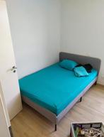 lit 2 places avec sommier (à monter), Maison & Meubles, Chambre à coucher | Lits, Gris, Tissu, 140 cm, Enlèvement