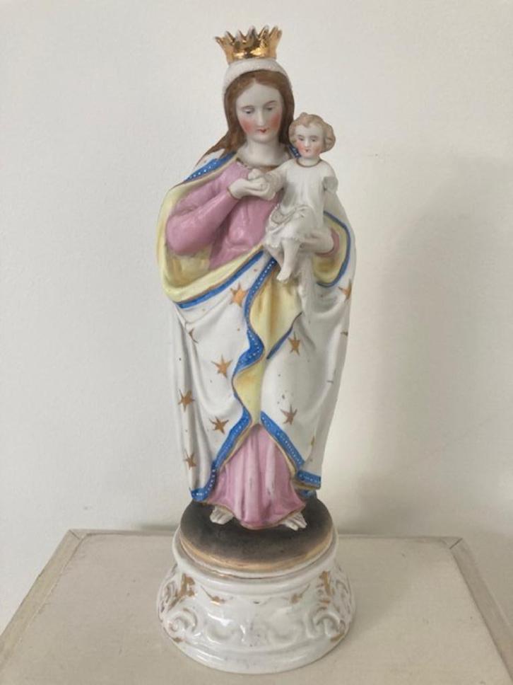 Beeld Maria in biscuit (27 cm), Antiek en Kunst, Antiek | Religieuze voorwerpen, Ophalen of Verzenden