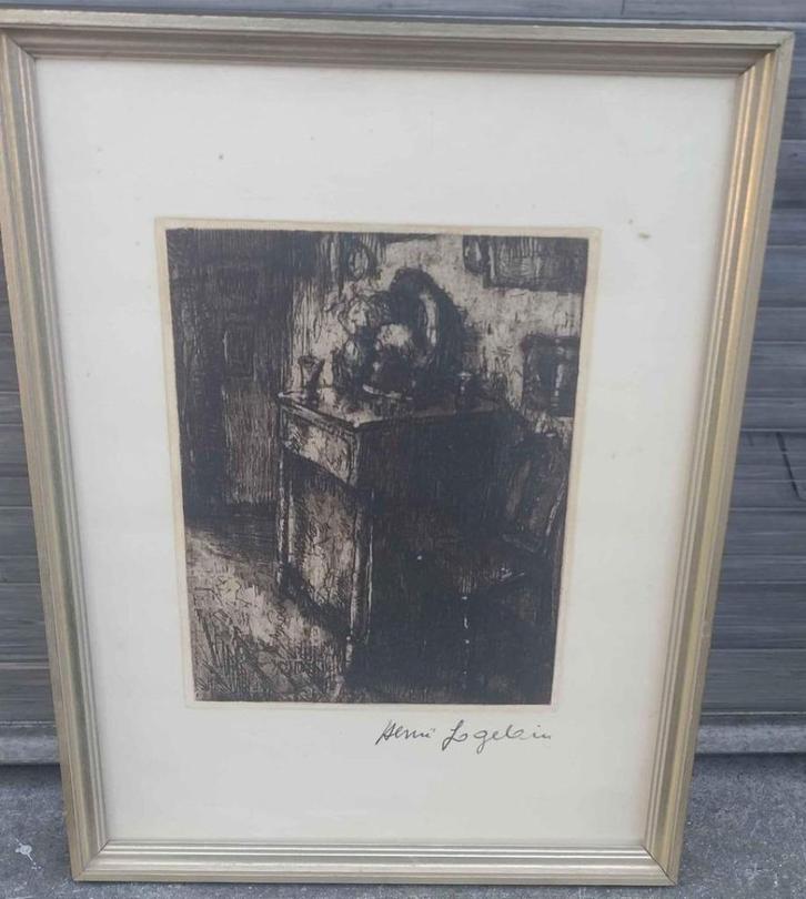 Gravure intérieur de maison signe henri logelain, Antiquités & Art, Art | Eaux-fortes & Gravures, Enlèvement ou Envoi