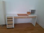 Bureau blanc IKEA + meuble tiroirs à roulettes, Maison & Meubles, Enlèvement, Avec roues, Utilisé, Bureau