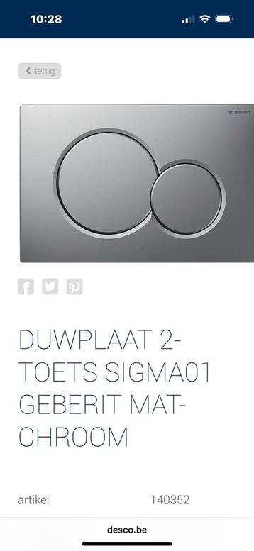 2 panneaux de commande Geberit Sigma 01 en chrome mat, Bricolage & Construction, Enlèvement, Comme neuf, Chrome