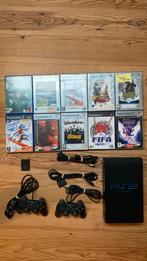 Sony PlayStation 2 - 9 games - twee controllers - kabels, Utilisé, Enlèvement ou Envoi, À partir de 7 ans