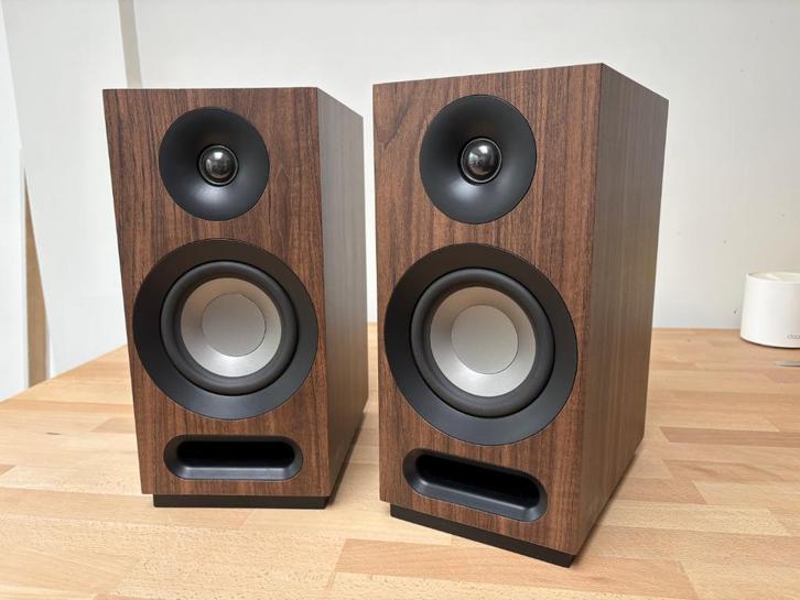 Luidsprekers Jamo S 803 - Passief, kleur walnoot, Audio, Tv en Foto, Luidsprekerboxen, Gebruikt, Front, Rear of Stereo speakers
