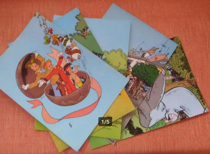 5 cartes postales Spirou, Collections, Cartes postales | Thème, Non affranchie, Autres thèmes, Envoi