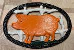 Zwaar gietijzeren ophang bord,varken 23/18 cm., Huis en Inrichting, Woonaccessoires | Tekstborden en Spreuken, Ophalen of Verzenden