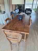 Antieke "boeren"tafel met  stoelen, Huis en Inrichting, Ophalen, Gebruikt, Vijf personen of meer