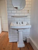Vintage art deco wastafel met zuil + tablet  en kraantjes, Ophalen, Gebruikt, 50 tot 100 cm, Minder dan 100 cm