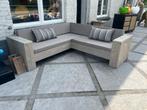 Showroomuitverkoop 50% korting : loungebank met kussens, Tuin en Terras, 5 zitplaatsen, Steigerhout, Ophalen of Verzenden, Zo goed als nieuw